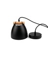 HOLM Zwarte Ø16cm hanglamp - E27 fitting, 2m snoer, metaal / hout
