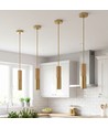MALM E14 cilinder hanglamp goud/hout - 2m snoer, met rozet, zonder lichtbron