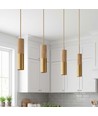 MALM E14 cilinder hanglamp goud/hout - 2m snoer, met rozet, zonder lichtbron