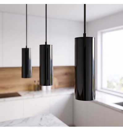 MALM E14 zwarte cilinder hanglamp - 2m snoer, met rozet, zonder lichtbron