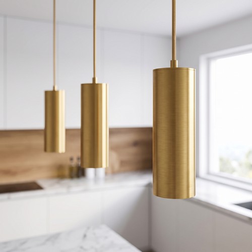 MALM E14 goud cilinder hanglamp - 2m snoer, met rozet, zonder lichtbron