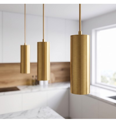 MALM E14 goud cilinder hanglamp - 2m snoer, met rozet, zonder lichtbron