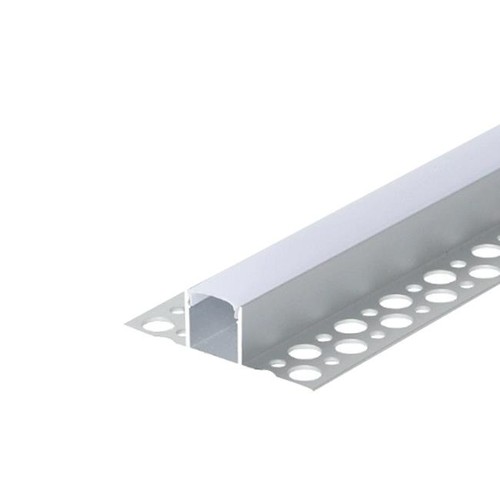 Alu profiel voor tegels - 2 meter, alu, incl. melkwitte cover en eindkappen