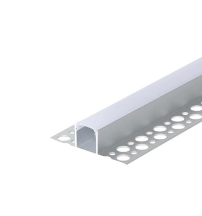 Alu profiel voor tegels - 2 meter, alu, incl. melkwitte cover en eindkappen