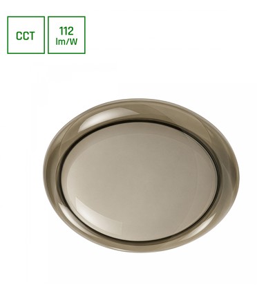 AURA plafondlamp met afstandsbediening - Rookglas rand, dimbaar, Ø40cm, 24W, 3 lichtkleuren