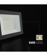 V-Tac 30W LED schijnwerper - Zwart, 6500K, Slimline