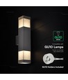 V-Tac 2xGU10 wandlamp met op/neer licht - IP44 buiten, zwart