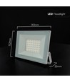 30W LED schijnwerper - Witte behuizing, 6500K