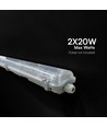 V-Tac 120cm waterdicht T8 LED armatuur - Voor 2x 120cm LED buis, IP65