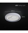 V-Tac 2x30W LED decoratieve plafondlamp - Dimbaar, 3-in-1 CCT, RF afstandsbediening, wit/grijs