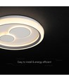 V-Tac 2x30W LED decoratieve plafondlamp - Dimbaar, 3-in-1 CCT, RF afstandsbediening, wit/grijs