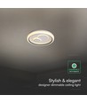 V-Tac 2x30W LED decoratieve plafondlamp - Dimbaar, 3-in-1 CCT, RF afstandsbediening, wit/grijs