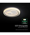 V-Tac 2x30W LED decoratieve plafondlamp - Dimbaar, 3-in-1 CCT, RF afstandsbediening, wit/grijs