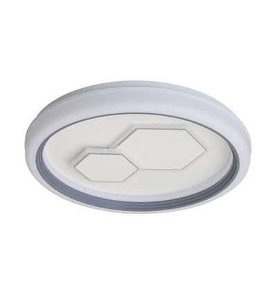 V-Tac 60W decoratieve LED plafondlamp - Dimbaar, CCT, afstandsbediening, wit/grijs