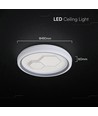 V-Tac 60W decoratieve LED plafondlamp - Dimbaar, CCT, afstandsbediening, wit/grijs
