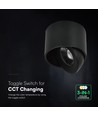 V-Tac 18W LED opbouwspot - IP44, zwart, CCT, Cree chip