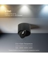 V-Tac 18W LED opbouwspot - IP44, zwart, CCT, Cree chip