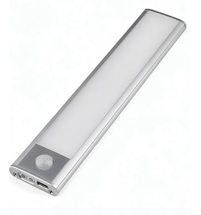 20cm 1,5W LED kastlamp met sensor - Zilver, oplaadbaar, IP20