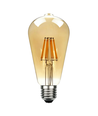 E27 6W LED filamentlamp - ST64, 800lm, amber glas, 2700K warm wit