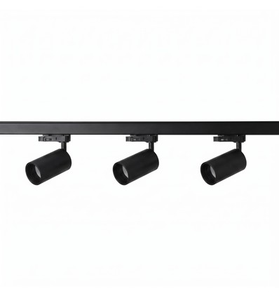 3-Fasen BASIC spanningsrail set - 1m, Zwart, 3-Spot, GU10, zonder lichtbron