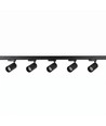 3-Fase BASIC spanningsrail set - 2m, zwart, 5-spots, GU10, zonder lichtbron