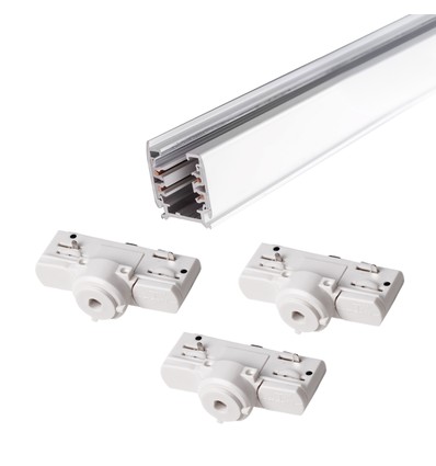3-Fase PENDEL railsysteem - 2m, Wit, 3 Lamphouders