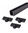 3-Fase PENDEL railsysteem - 2m, zwart, 3 lamphouders