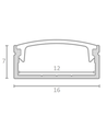 PVC-profiel 16x7 voor LED-strip - 1 meter, wit, inclusief melkachtig wit cover