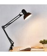 Klassieke zwarte architectenlamp - Incl. voet en tafelklem, E27 fitting, zonder lichtbron