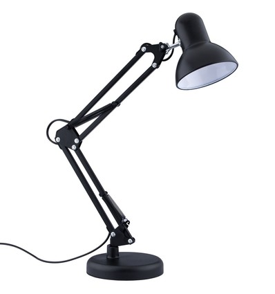 Klassieke zwarte architectenlamp - Incl. voet en tafelklem, E27 fitting, zonder lichtbron