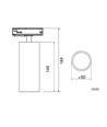 12W 1-fase dimbare RA90 spanningsrail spot - Wit, 1F3W