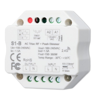 LEDlife rWave inbouwdimmer - RF, push-dim, 200W LED dimmer, voor inbouw