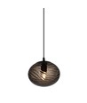Halo Design - Handgemaakte rookkleurige glazen hanglamp Ø22cm stoffen kabel