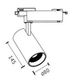 28W 1-fase RA90 Railspot - 175 lm/W, Wit, 1F3W