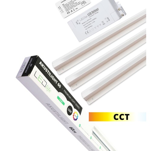 Troldtekt LED Zigbee Railsysteem 3x60 cm - CCT, Inbouw, Akustilight inclusief kabels en driver
