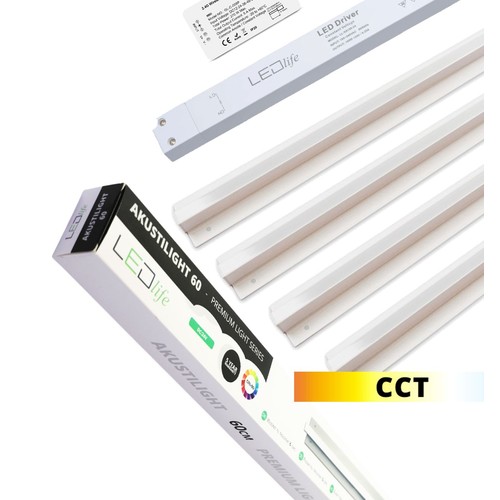 Troldtekt LED Zigbee railset 4x120 cm - CCT, verzonken, Akustilight