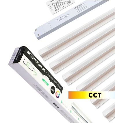 Troldtekt LED Zigbee Railsysteem 6x60 cm - CCT, Inbouw, Akustilight inclusief kabels en driver