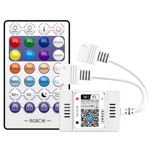 Smart Home RGBW-controller - Werkt met Google Home, Alexa en smartphones, 12V (144W), 24V (288W)