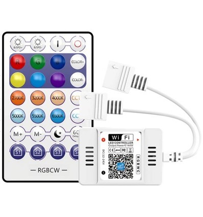 Smart Home RGBW-controller - Werkt met Google Home, Alexa en smartphones, 12V (144W), 24V (288W)