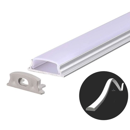 VT-8138 flexibele aluminium profiel - 2 meter, inclusief melkachtig wit cover en eindstukken