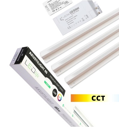 Troldtekt LED Railset 3x60 cm - CCT, Inbouw, Akustilight inclusief afstandsbediening, kabels en driver