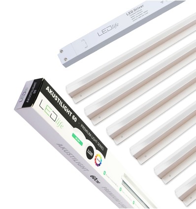 Troldtekt LED railset 6x60 cm - Inbouw, Triac dimbaar, Akustilight incl. kabels en driver