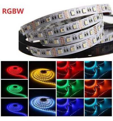 RGB+WW set: 5m LED-strip, 60 LED, 10,8w, controller en transformator