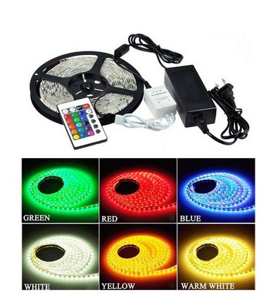 RGB set: 10 meter LED strip 30 LED, 7,2w, controller en transformator