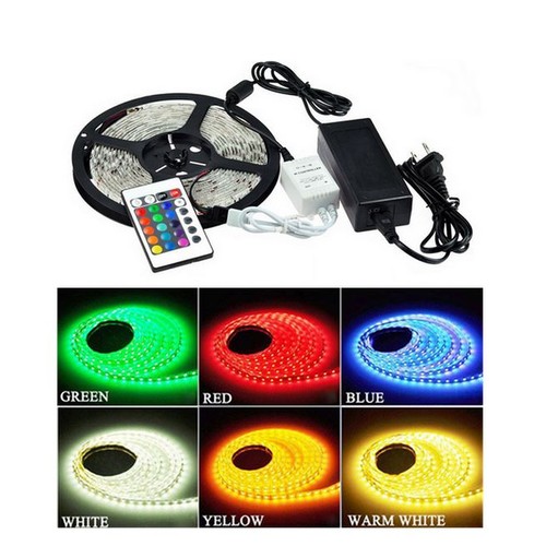 RGB set: 15m LED strip 60 LED, 10w, controller en transformator - 24V