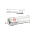 120cm Armatuur + 2x LED buis T8 - IP65, doorvoerbedraad
