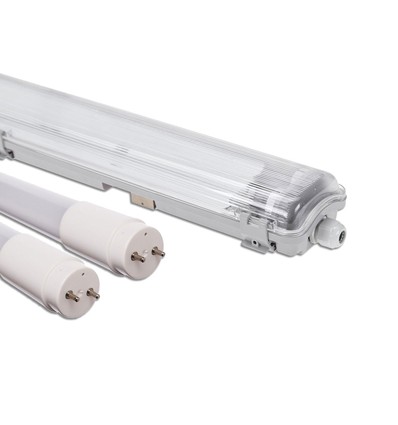 120cm Armatuur + 2x LED buis T8 - IP65, doorvoerbedraad