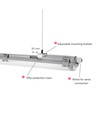 150cm Armatuur + 2x LED buis T8 - IP65, doorvoerbedraad