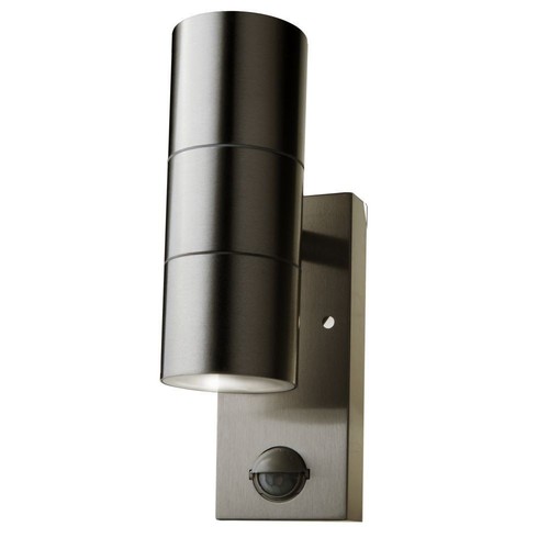GU10 Wandlamp up/down met sensor - IP44 buiten, roestvrij staal, zonder lichtbron