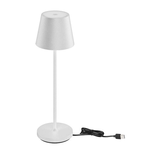 V-Tac oplaadbare tafellamp, draadloos - Wit, IP54 buiten tafellamp, touch dimbaar, mini model